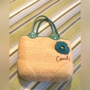 Coach Summer Straw Tote with Leather Handles